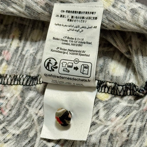 Boden Floral Print High Neck Short Sleeve Knee Length Cotton Dress Size 6L - Picture 13 of 13